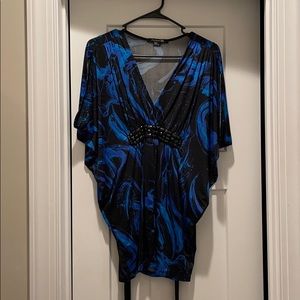 Forever 21 M/M Rhinestone Blue/Black Dress Shirt